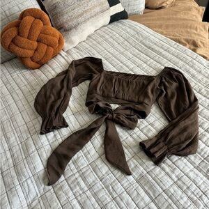 Cropped Long Sleeve Blouse